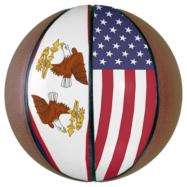 Fullsize Basketball with Flag of American Samoa (Vertical)