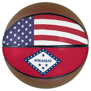 Fullsize Basketball with Flag of Arkansas, USA