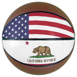 Fullsize Basketball with Flag of California, USA