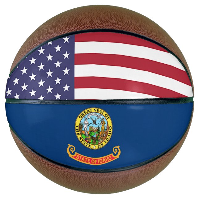 Fullsize Basketball with Flag of Idaho, USA (Front)
