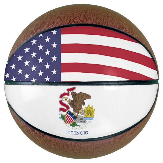 Fullsize Basketball with Flag of Illinois, USA (Front)