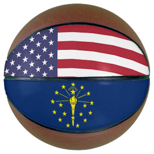 Fullsize Basketball with Flag of Indiana, USA