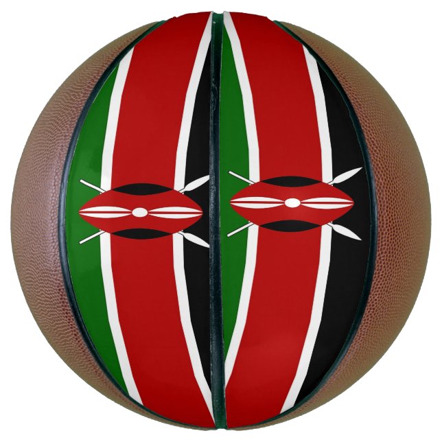 Fullsize Basketball with Flag of Kenya (Vertical)