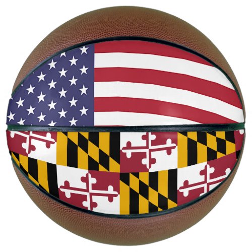 Fullsize Basketball with Flag of Maryland USA