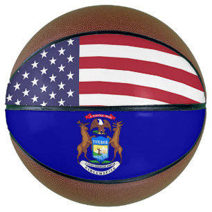 Fullsize Basketball with Flag of Michigan USA
