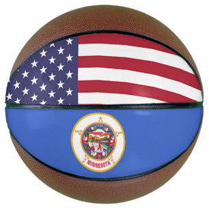 Fullsize Basketball with Flag of Minnesota USA