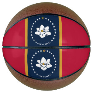 Fullsize Basketball with Flag of Mississippi, USA