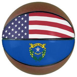 Fullsize Basketball with Flag of Nevada, USA
