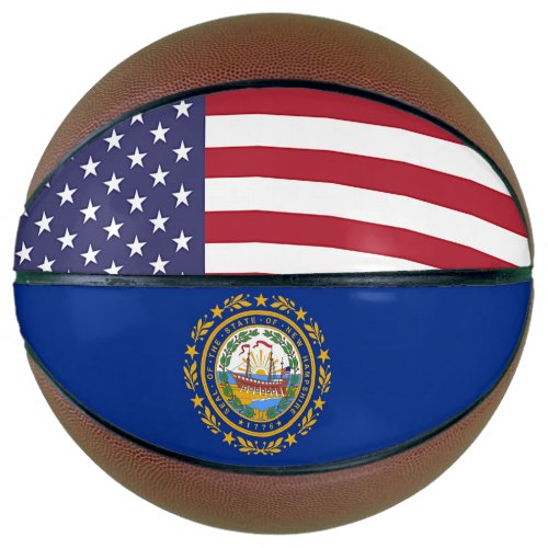 Fullsize Basketball with Flag of New Hampshire USA