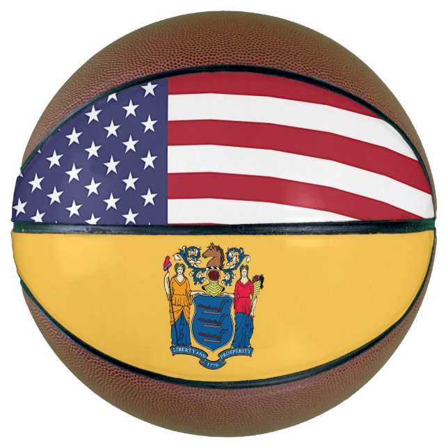 Fullsize Basketball with Flag of New Jersey USA (Front)