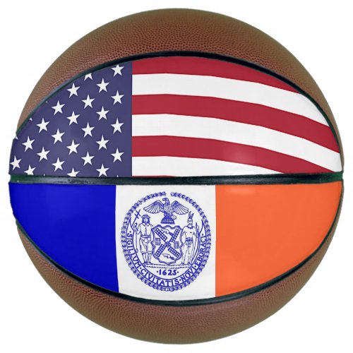 Fullsize Basketball with Flag of New York City USA