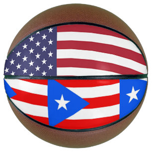 Fullsize Basketball with Flag of Puerto Rico, USA