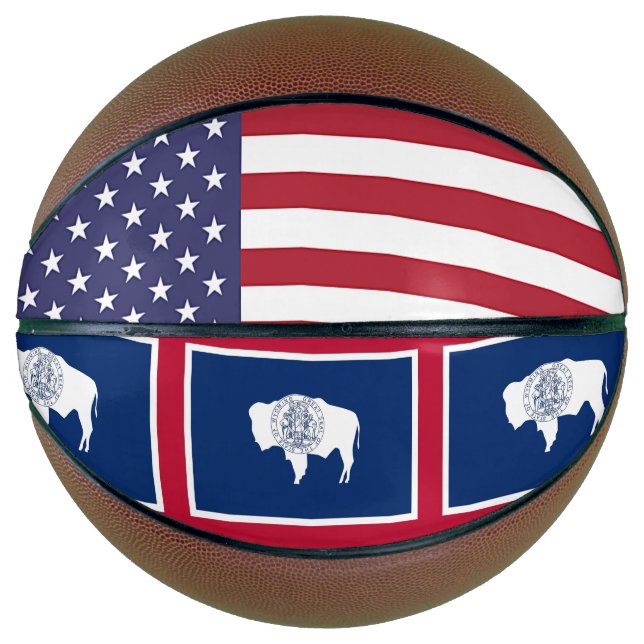 Fullsize Basketball with Flag of Wyoming State (Front)