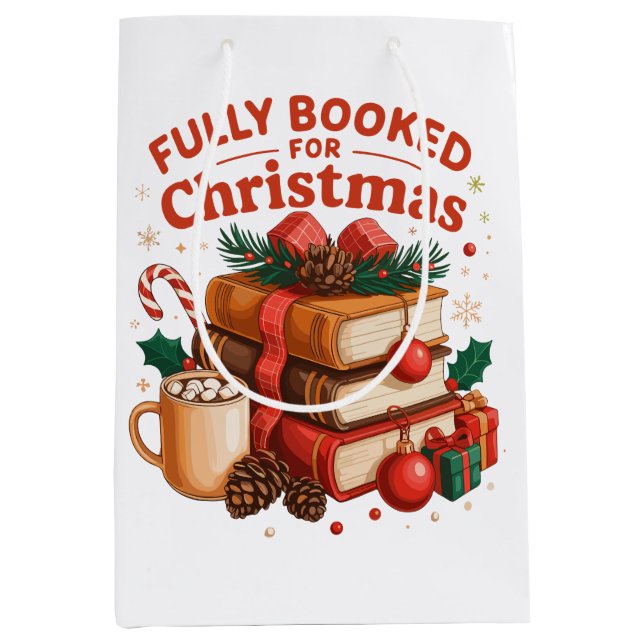 Fully Booked For Christmas Cozy Xmas Holiday Books Medium Gift Bag (Front)