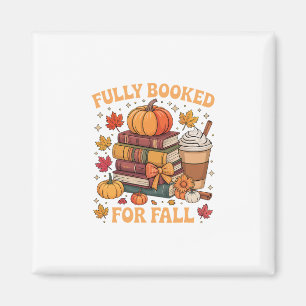 Fully Booked For Fall Books Pumpkin Autumn Thanksg Magnet