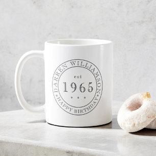 fully custom black white mens happy birthday coffee mug