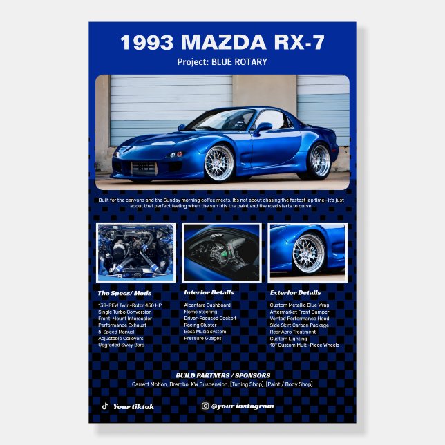Fully custom Car Show Spec Board foamcore (Front)