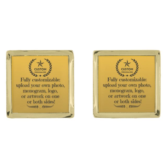 Fully Custom Gold Square Cufflinks (Front)