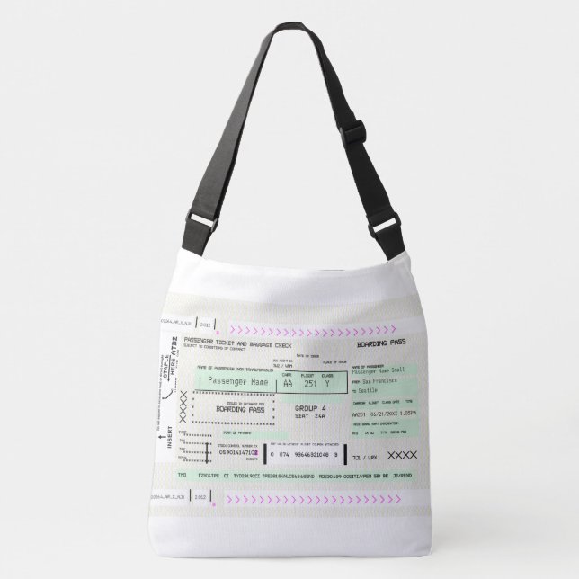 Fully Customizable Airline Ticket Boarding Pass Crossbody Bag (Front)