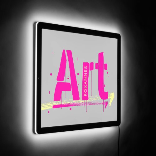 FULLY Customizable ART Pink Yellow Gray LED Sign