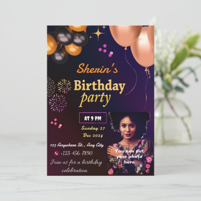 Fully Customizable Birthday Invitation (Standing Front)