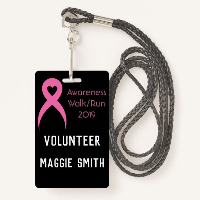 Fully Customizable Breast Cancer badge (Front with Lanyard)