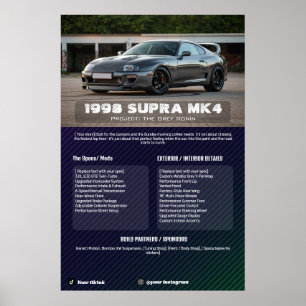 Fully customizable Car Show Spec Board Poster