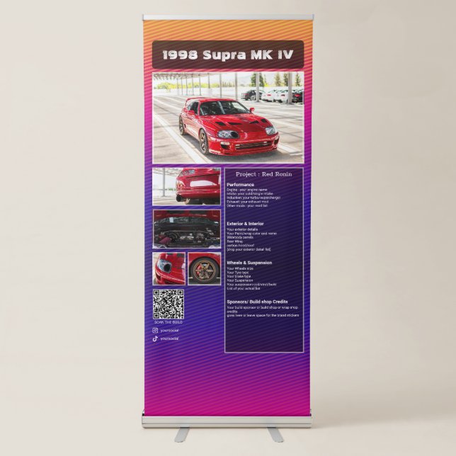Fully customizable Car Show Spec Retractable Banner (Front)