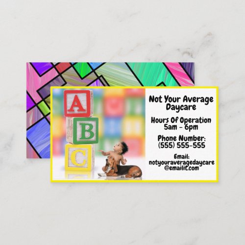 Fully Customizable Daycare Template Business Card