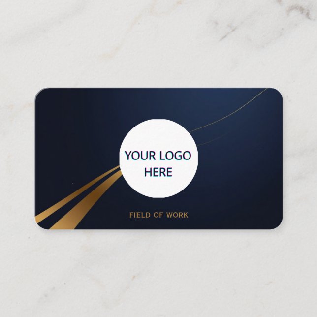 Fully Customizable Deep Blue & Gold Business Card (Front)