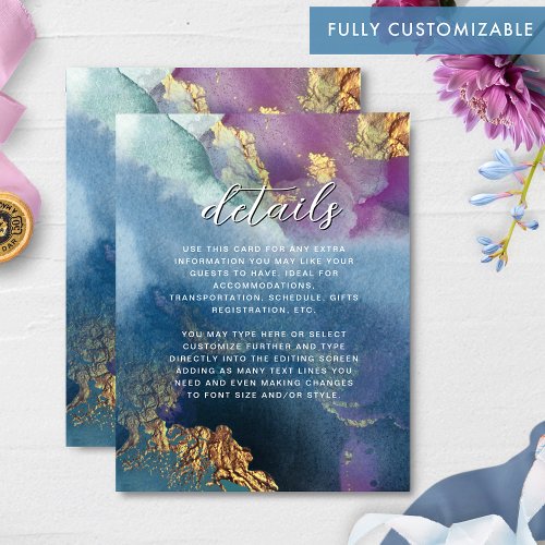 Fully Customizable Details Celestial Watercolor Enclosure Card