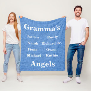 Fully Customizable Grandma's Angels Fleece Blanket