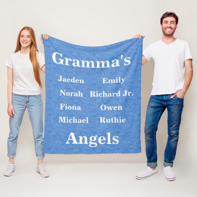 Fully Customizable Grandma's Angels Fleece Blanket (In Situ)