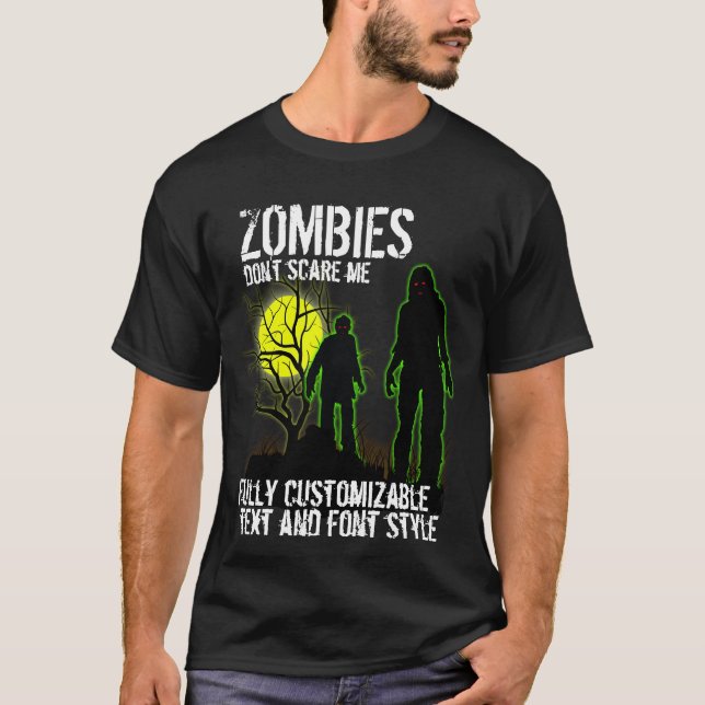 Fully Customizable Halloween Design with Zombies T-Shirt (Front)
