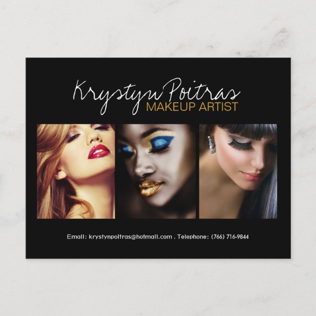 Fully Customizable Makeup Artist Comp Card (Front)