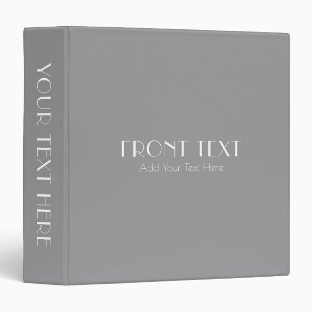 Fully Customizable Modern Solid Gray 3 Ring Binder (Front/Spine)