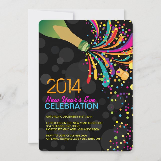 Fully Customizable New Years Party Invitation (Front)