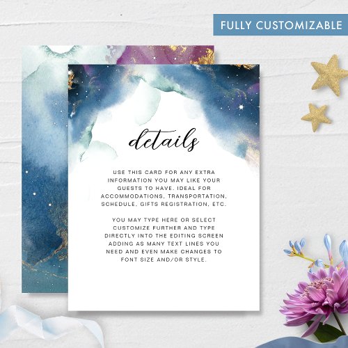 Fully Customizable Wedding Details Celestial Enclosure Card