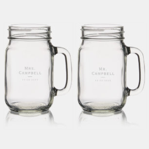Fully customizable wedding  mason jar w/ handle