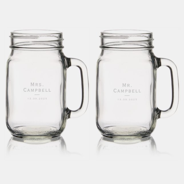 Fully customizable wedding  mason jar w/ handle (Glassware)
