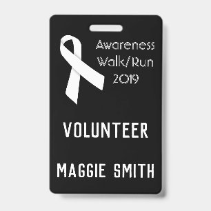 Fully Customizable White Ribbon badge