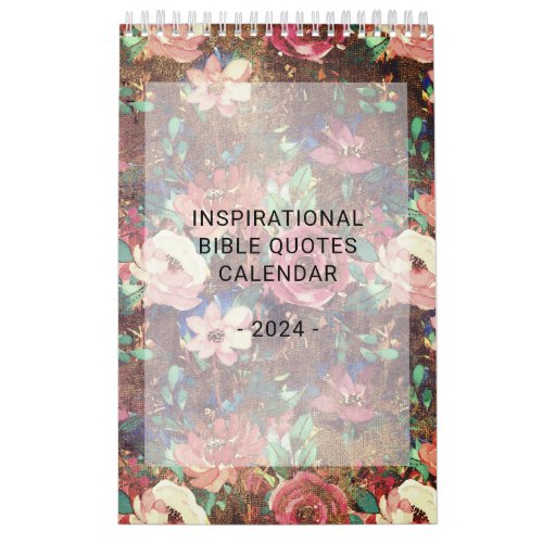 Fully Editable Bible Quotes Vintage Floral Pattern Calendar