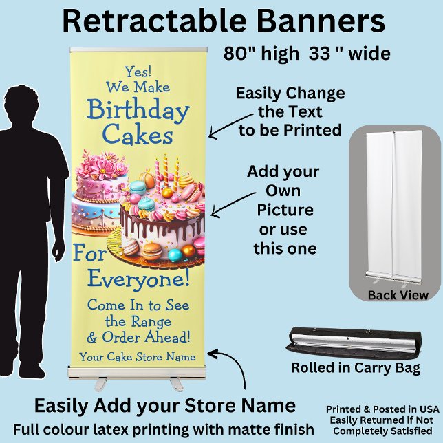 Fully Editable Birthday Cakes Pull Up  Retractable Banner (Creator Uploaded)