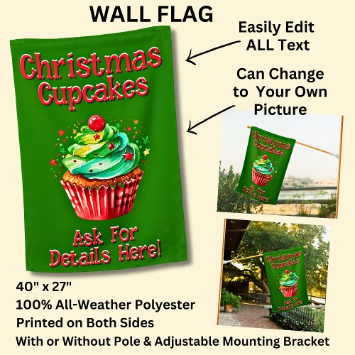 Fully Editable Christmas Cupcakes for Cake Store  House Flag