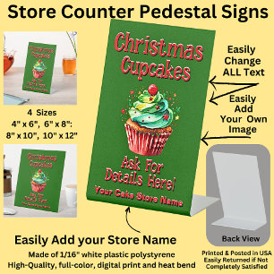 Fully Editable Christmas Cupcakes for Cake Store Pedestal Sign