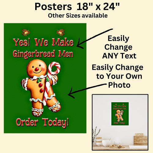 Fully Editable Christmas Gingerbread Men Poster