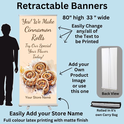 Fully Editable Cinnamon Rolls for Cake Store Retractable Banner