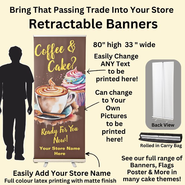 Fully Editable Coffee & Cake Retractable Banner (Creator Uploaded)
