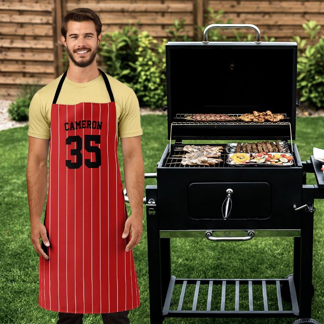 Fully Editable Colors Baseball Jersey Stripes Name Apron (Creator Uploaded)