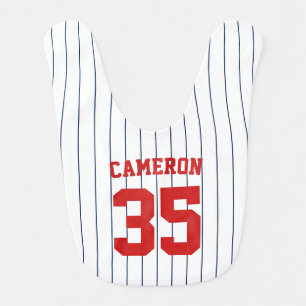Fully Editable Colors Baseball Jersey Stripes Name Baby Bib